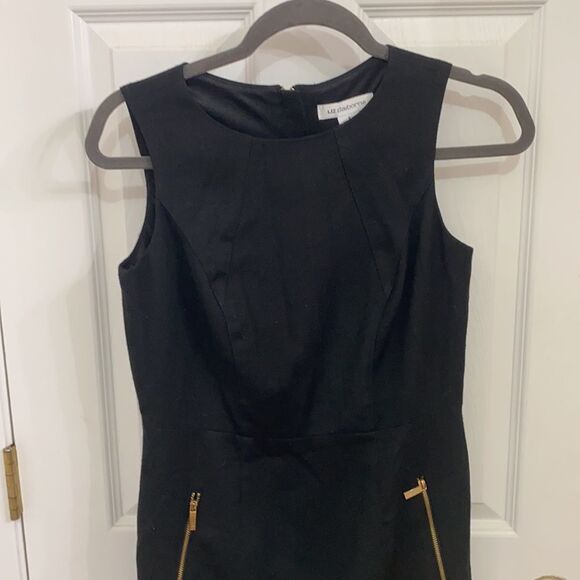 Liz Claiborne Little Black Sleeveless Dress with Gold Zippers - Picture 2 of 4